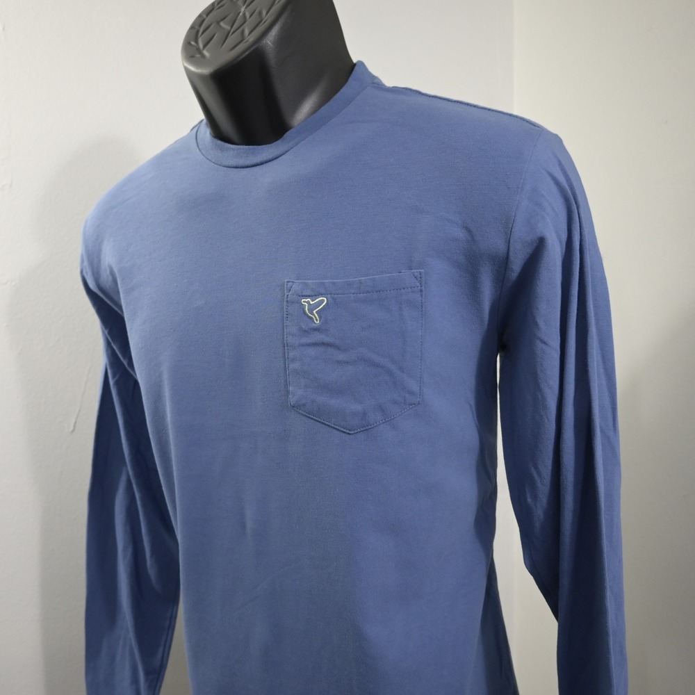 Birddogs Long Sleeve T-Shirt Mens Medium Regular Fit Blue Pocket Crew Neck